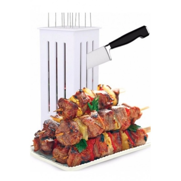 Aparat manual pentru portionat frigarui BBQTool Doty.ro®, usor de utilizat si curatat, 30 bete de bambus incluse, alb [11]