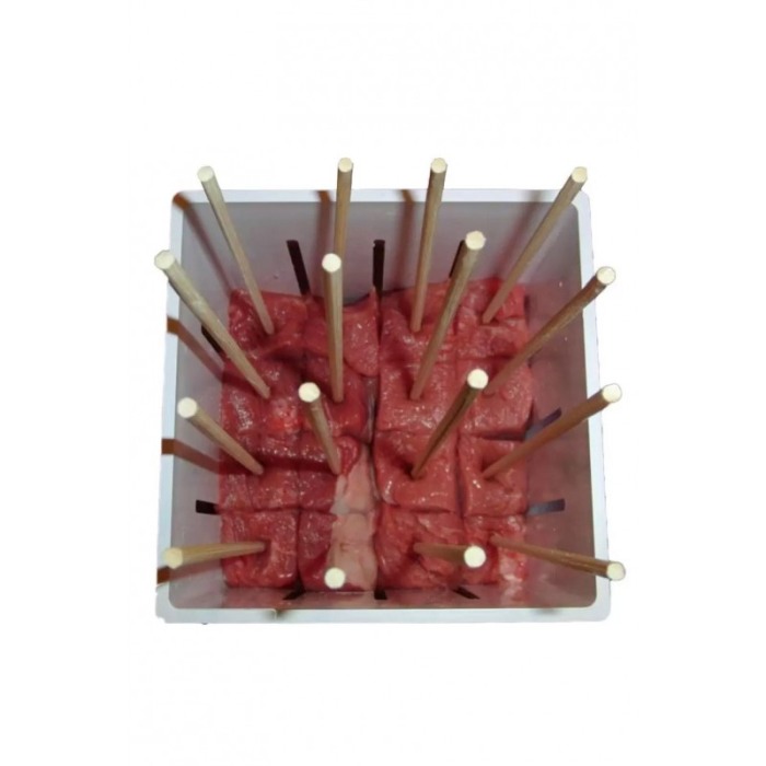 Aparat manual pentru portionat frigarui BBQTool Doty.ro®, usor de utilizat si curatat, 30 bete de bambus incluse, alb [10]