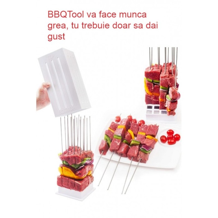 Aparat manual pentru portionat frigarui BBQTool Doty.ro®, usor de utilizat si curatat, 30 bete de bambus incluse, alb [4]