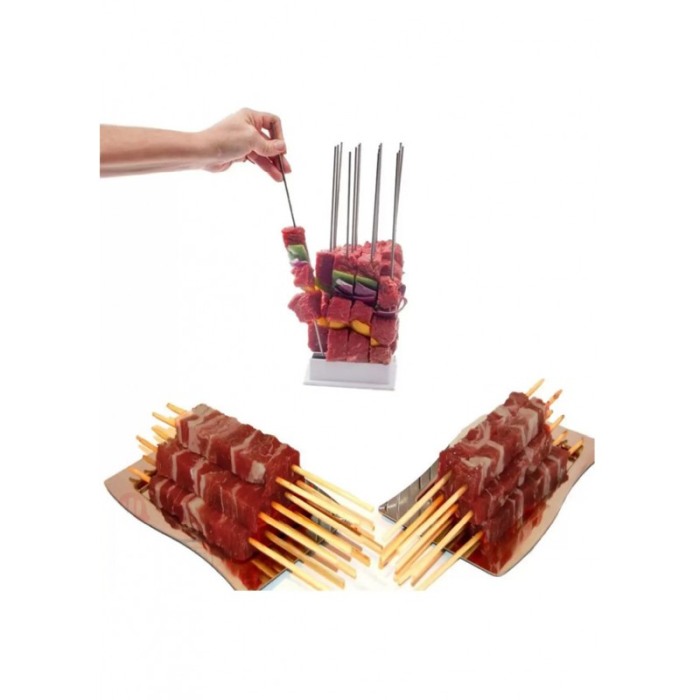 Aparat manual pentru portionat frigarui BBQTool Doty.ro®, usor de utilizat si curatat, 30 bete de bambus incluse, alb [5]