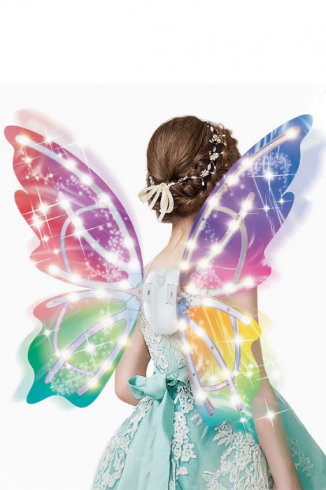 Aripi de jucarie electrice She's a Fairy Doty®, model cu zane, cu lumina LED si vibratii, 67x57cm, multicolor [1]