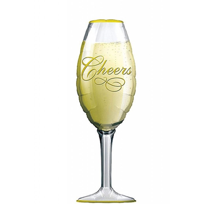 Balon Champagne Shower, din folie de aluminiu, 80 cm , forma pahar de sampanie, auriu [3]