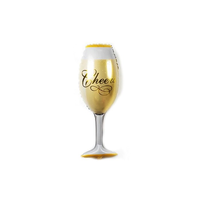 Balon Champagne Shower, din folie de aluminiu, 80 cm , forma pahar de sampanie, auriu [2]