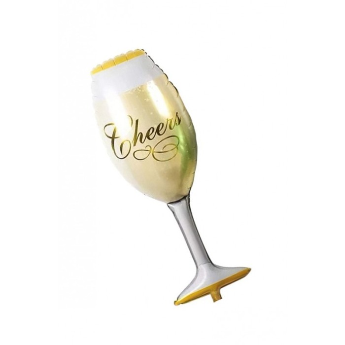 Balon Champagne Shower, din folie de aluminiu, 80 cm , forma pahar de sampanie, auriu [4]