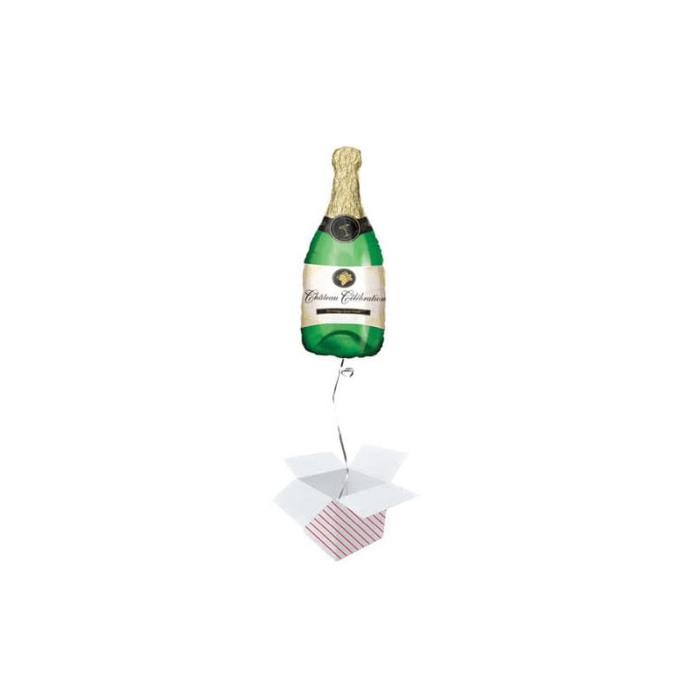 Balon Champagne Shower, din folie de aluminiu, 80 cm , forma sticla de sampanie, verde/auriu [4]