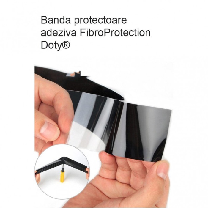 Banda adeziva protectoare FibroProtection Doty®, cu fibra de carbon, reutilizabila, 300x7cm, negru [8]