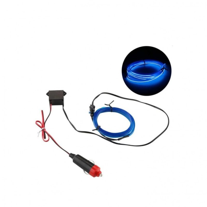 Banda led CarLight pentru masina, electroluminiscenta cu droser si mufa bricheta, 12V, lungime 1 m, albastru, Doty®️ [6]