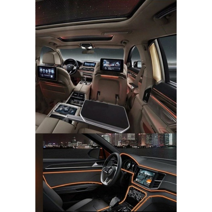 Banda led CarLight pentru masina, electroluminiscenta cu droser si mufa bricheta, 12V, lungime 1 m, portocaliu deschis, Doty®️ [3]