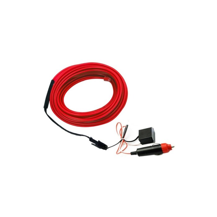 Banda led CarLight pentru masina, electroluminiscenta cu droser si mufa bricheta, 12V, lungime 1 m, rosu, Doty®️ [2]