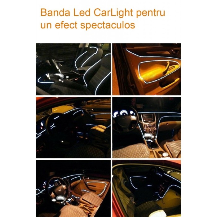Banda led CarLight pentru masina, electroluminiscenta cu droser si mufa bricheta, 12V, lungime 3 m, alb, Doty®️ [3]