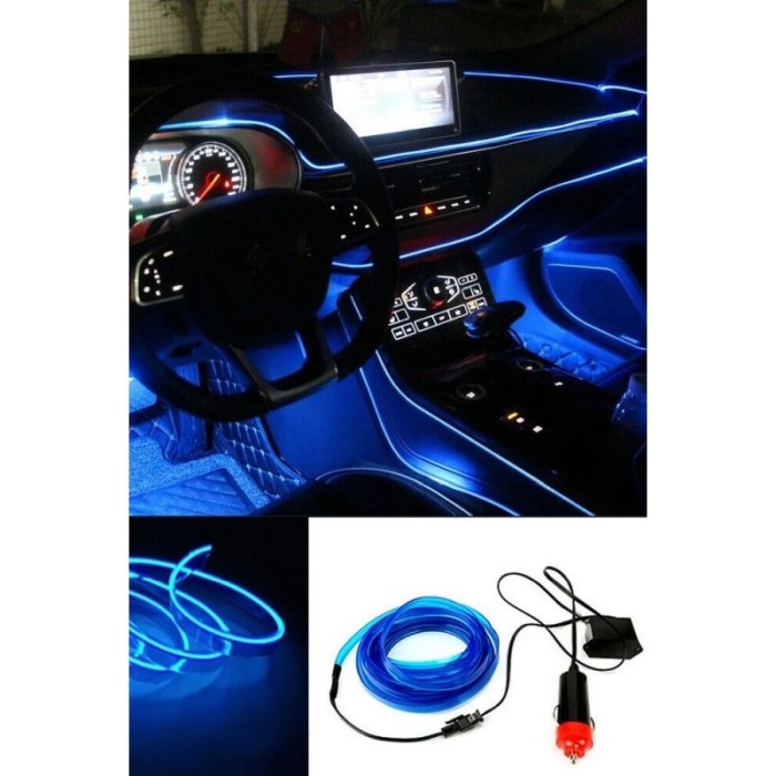 Banda led CarLight pentru masina, electroluminiscenta cu droser si mufa bricheta, 12V, lungime 3 m, albastru, Doty®️ [2]