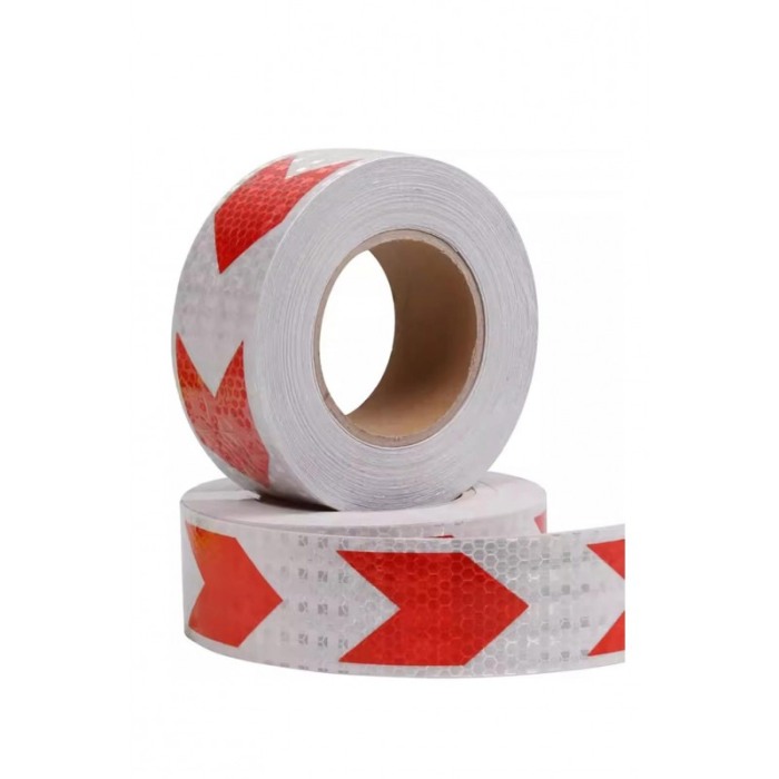 Banda reflectorizanta de avertizare FlashBand Doty®, model fagure, Autoadeziva, 5m x 5cm, rosu/alb [5]