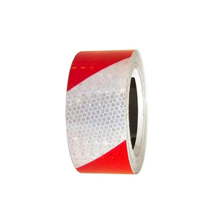 Banda reflectorizanta de avertizare SimpleFlashBand Doty®, model fagure, Autoadeziva, 5m x 5cm, rosu/alb [3]