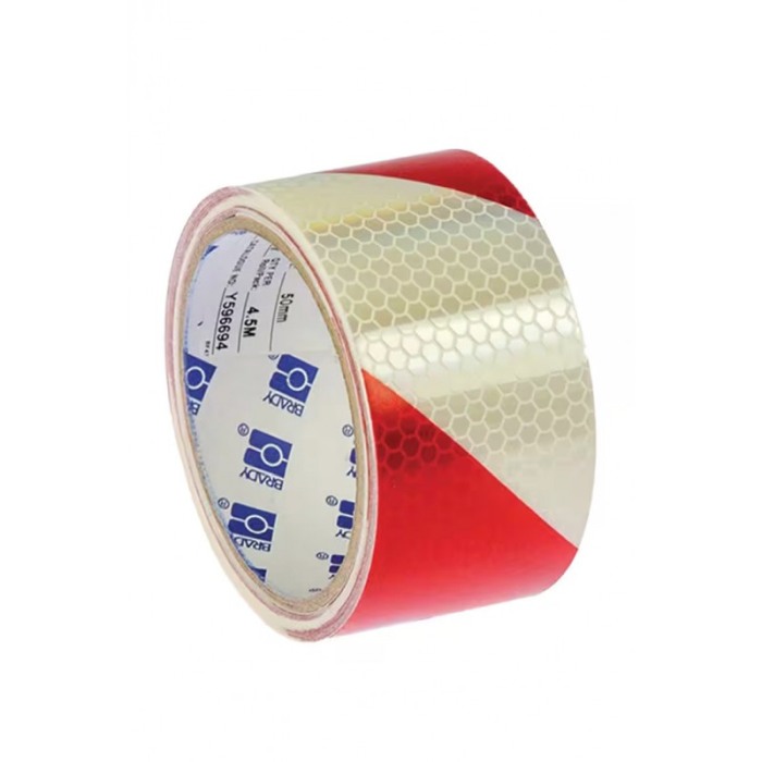 Banda reflectorizanta de avertizare SimpleFlashBand Doty®, model fagure, Autoadeziva, 5m x 5cm, rosu/alb [2]