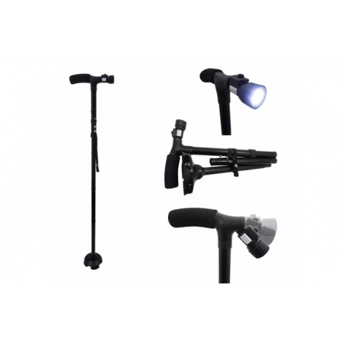 Baston pliabil pentru persoane cu probleme locomotorii,design special cu patru puncte de contact cu solul,mini lanterna cu LED,n [5]
