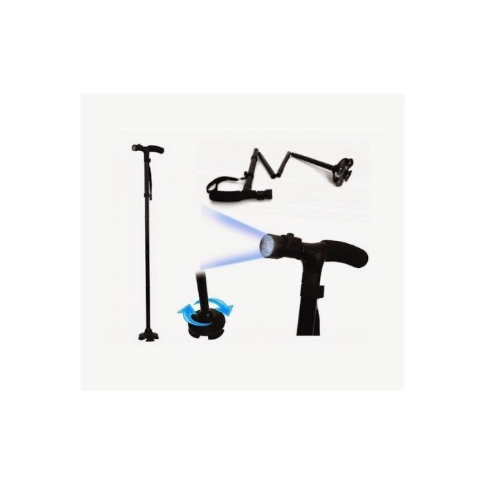 Baston StrongTrust telescopic de sprijincu pivoti stabilizatori, pliabil, si lanterna, negru, Doty [6]