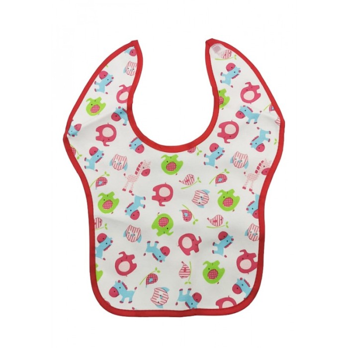 Bavetica BabyLuch, 100% bumbac, 25x20 cm, design creativ, prindere cu scai, alb/rosu, Doty® [2]