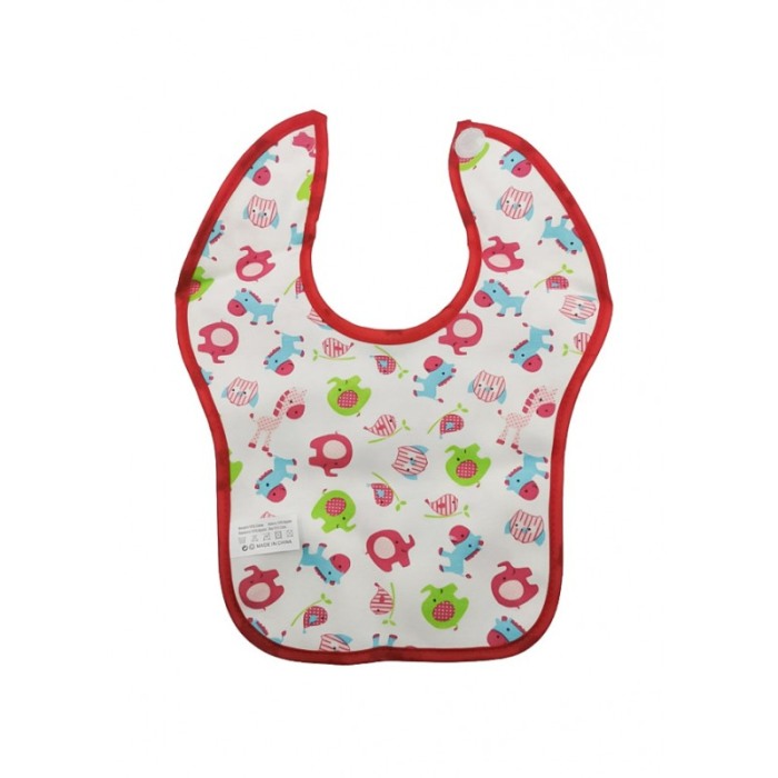 Bavetica BabyLuch, 100% bumbac, 25x20 cm, design creativ, prindere cu scai, alb/rosu, Doty® [4]