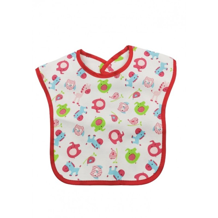 Bavetica BabyLuch, 100% bumbac, 25x20 cm, design creativ, prindere cu scai, alb/rosu, Doty® [1]