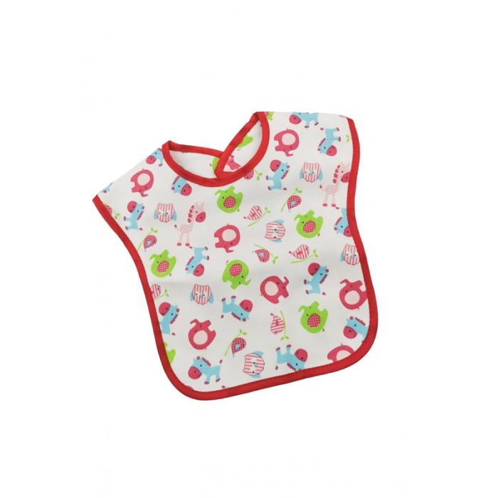 Bavetica BabyLuch, 100% bumbac, 25x20 cm, design creativ, prindere cu scai, alb/rosu, Doty® [3]