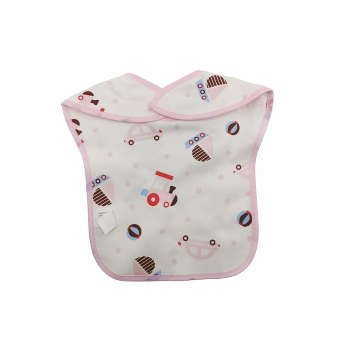 Bavetica BabyLuch, 100% bumbac, 25x20 cm, design creativ, prindere cu scai, alb/roz, Doty® [2]
