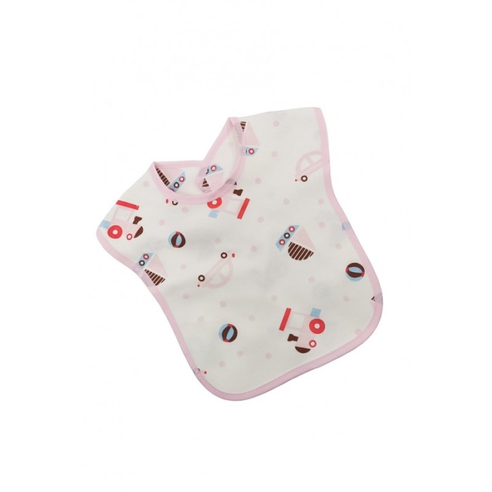 Bavetica BabyLuch, 100% bumbac, 25x20 cm, design creativ, prindere cu scai, alb/roz, Doty® [3]