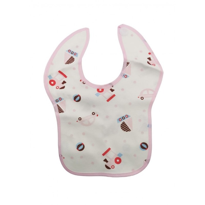 Bavetica BabyLuch, 100% bumbac, 25x20 cm, design creativ, prindere cu scai, alb/roz, Doty® [4]