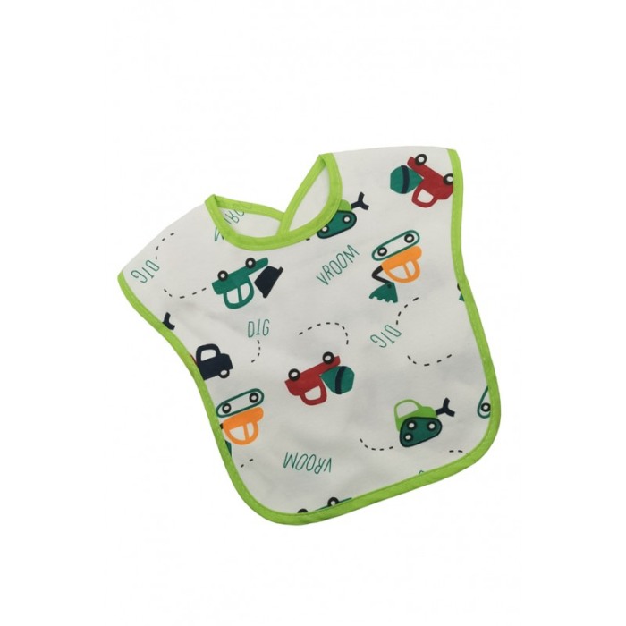 Bavetica BabyLuch, 100% bumbac, 25x20 cm, design creativ, prindere cu scai, alb/verde, Doty® [4]