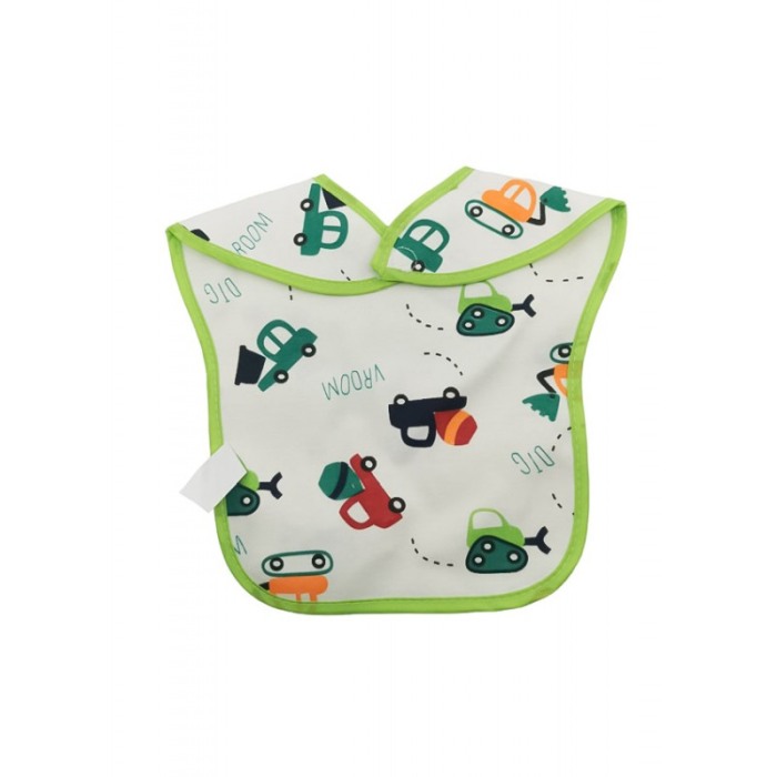 Bavetica BabyLuch, 100% bumbac, 25x20 cm, design creativ, prindere cu scai, alb/verde, Doty® [2]
