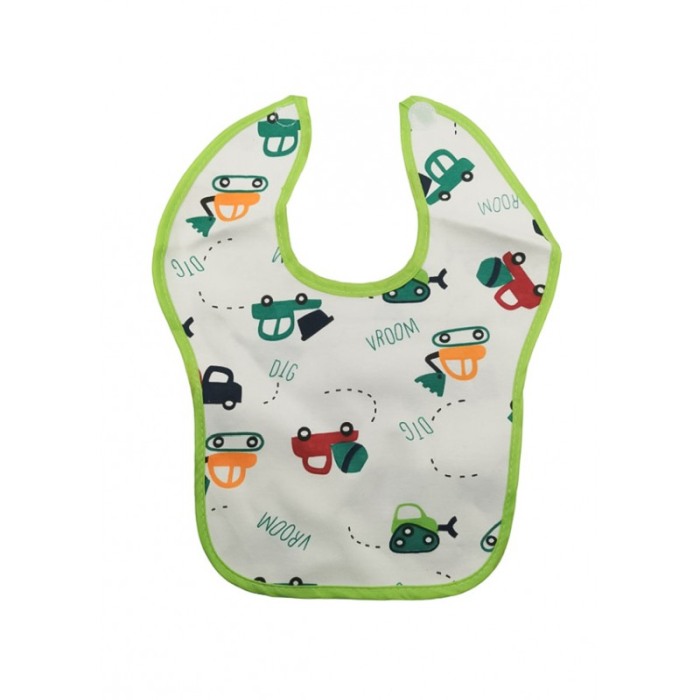 Bavetica BabyLuch, 100% bumbac, 25x20 cm, design creativ, prindere cu scai, alb/verde, Doty® [3]