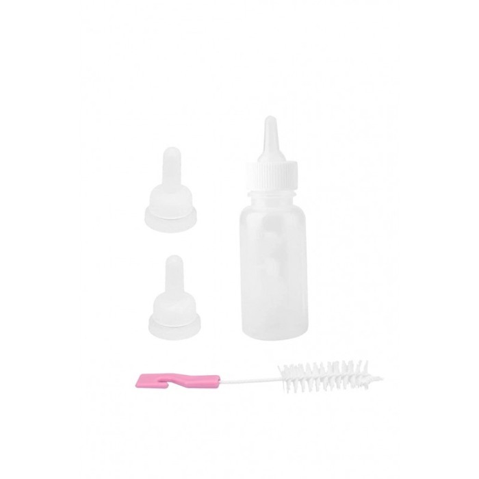 Biberon pentru animale, 3 tetine incluse, perie de curatat, 80 ml, alb, Doty®️ [1]