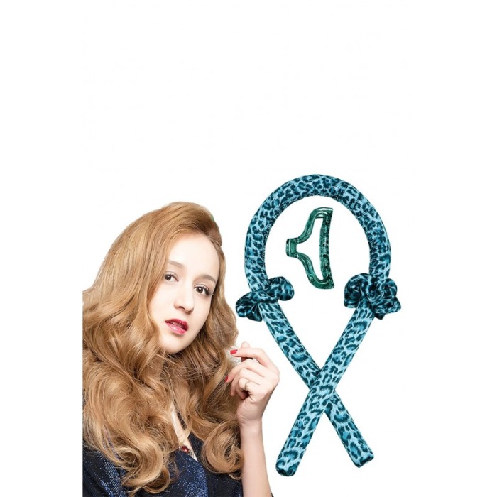 Bigudiu tip panglica RibbonCurl, accesorii incluse, usor de utilizat, 90 cm, print leopard, albastru [4]