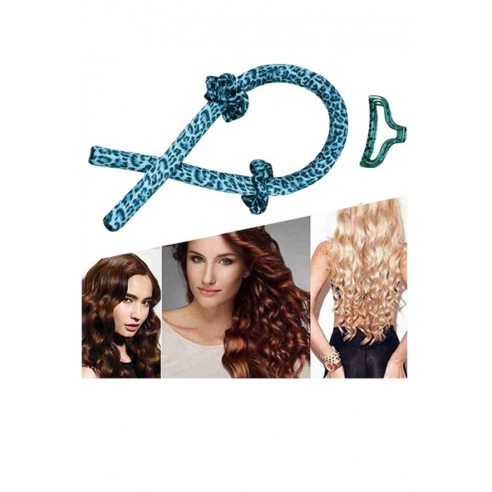 Bigudiu tip panglica RibbonCurl, accesorii incluse, usor de utilizat, 90 cm, print leopard, albastru [5]