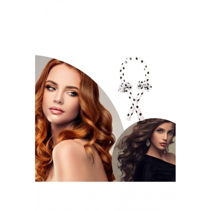 Bigudiu tip panglica RibbonCurl Dots, accesorii incluse, usor de utilizat, 90 cm, alb cu buline negre [2]