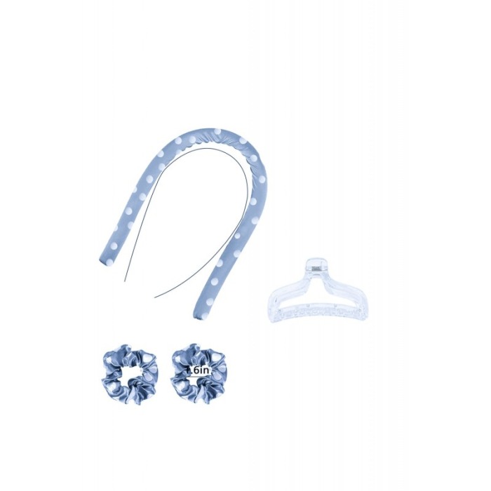 Bigudiu tip panglica RibbonCurl Dots, accesorii incluse, usor de utilizat, 90 cm, blue cu buline albe [3]