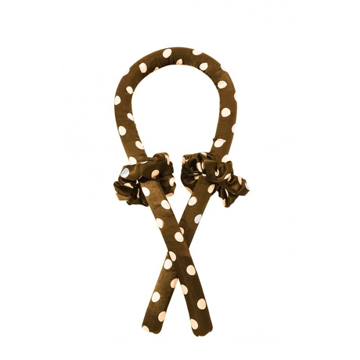 Bigudiu tip panglica RibbonCurl Dots, accesorii incluse, usor de utilizat, 90 cm, maro cu buline albe [3]