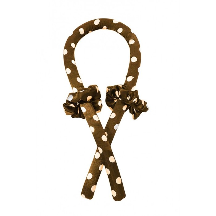 Bigudiu tip panglica RibbonCurl Dots, accesorii incluse, usor de utilizat, 90 cm, maro cu buline albe [5]