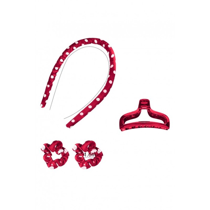 Bigudiu tip panglica RibbonCurl Dots, accesorii incluse, usor de utilizat, 90 cm, rosu cu buline albe [4]