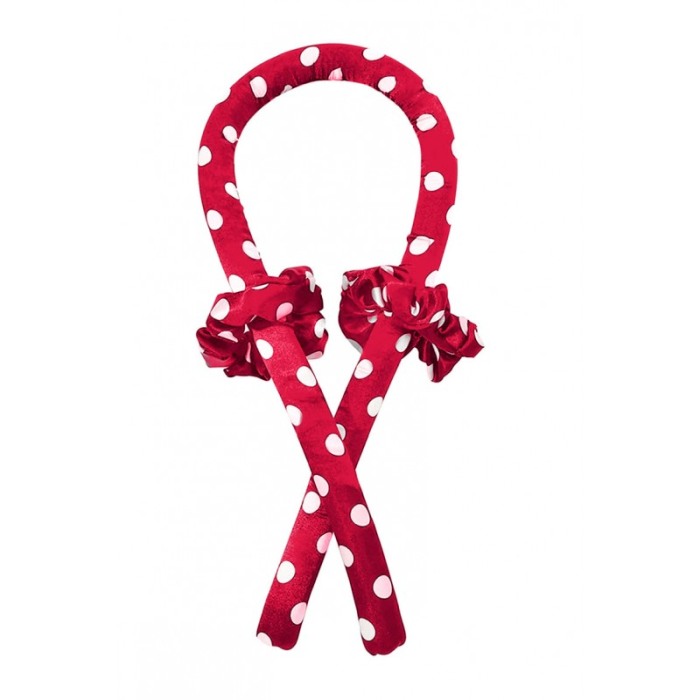 Bigudiu tip panglica RibbonCurl Dots, accesorii incluse, usor de utilizat, 90 cm, rosu cu buline albe [3]