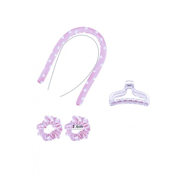 Bigudiu tip panglica RibbonCurl Dots, accesorii incluse, usor de utilizat, 90 cm, roz cu buline albe [4]