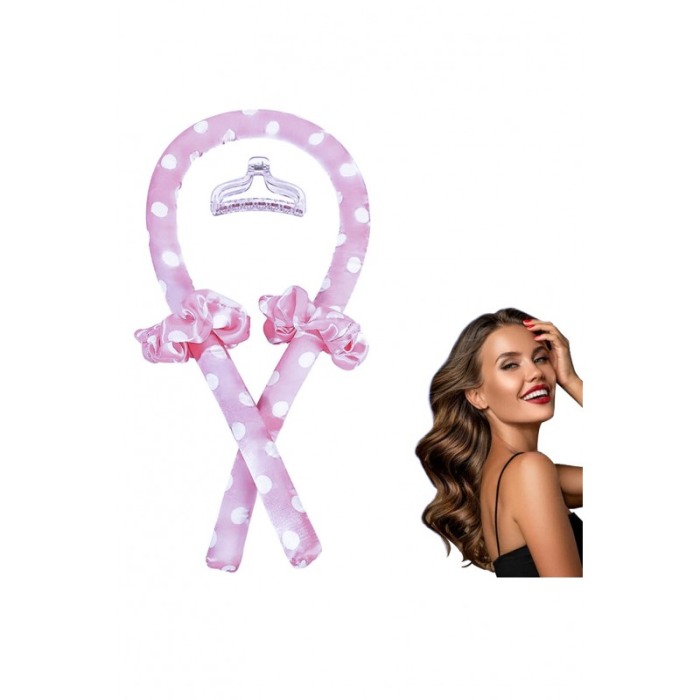 Bigudiu tip panglica RibbonCurl Dots, accesorii incluse, usor de utilizat, 90 cm, roz cu buline albe [2]