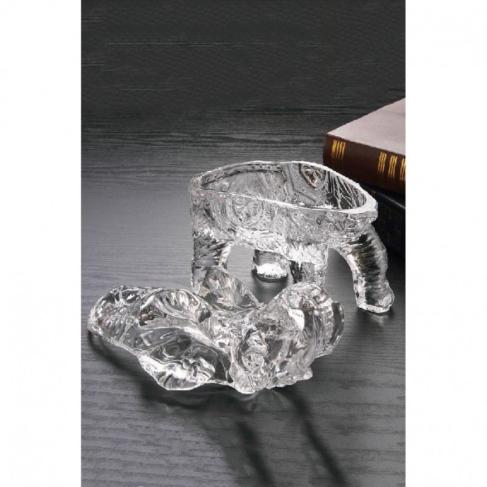 Bomboniera Elephant, din sticla, cu capac, design elegant, 26x22x12 cm, transparent [4]