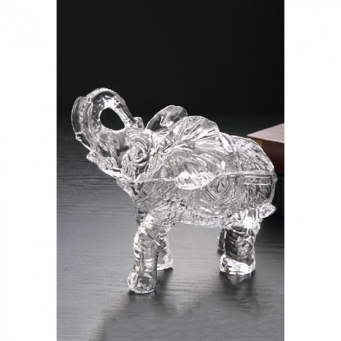 Bomboniera Elephant, din sticla, cu capac, design elegant, 26x22x12 cm, transparent [2]