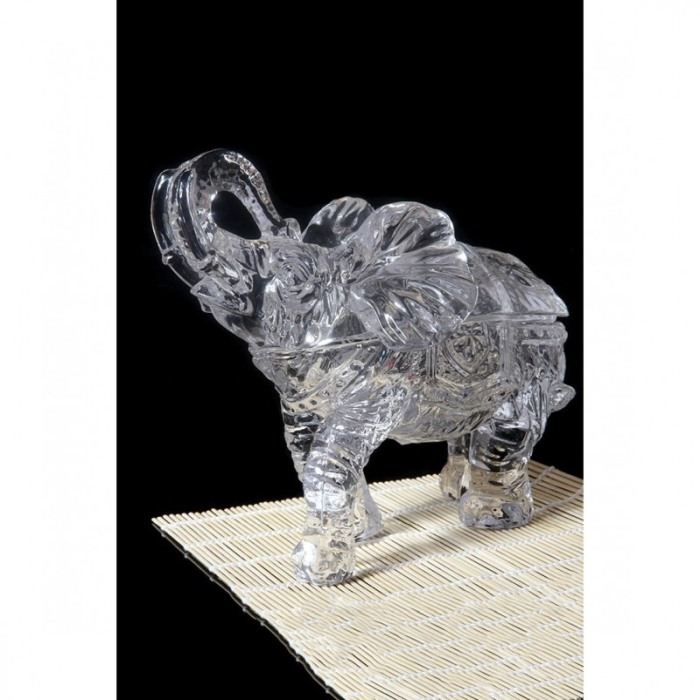 Bomboniera Elephant, din sticla, cu capac, design elegant, 26x22x12 cm, transparent [3]