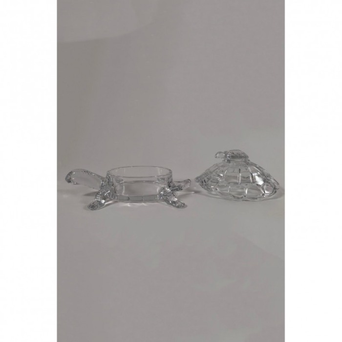 Bomboniera Turtle, din sticla, cu capac, design elegant, 28x20x13 cm, transparent [4]
