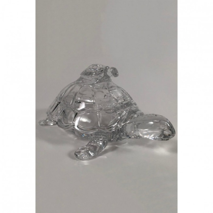 Bomboniera Turtle, din sticla, cu capac, design elegant, 28x20x13 cm, transparent [5]