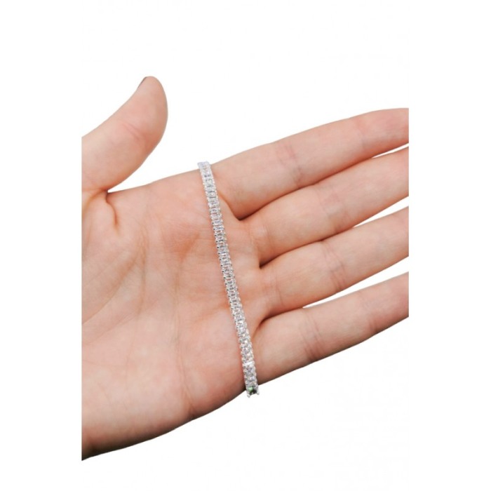 Bratara Fionna Doty®, tip tennis, din aliaj, cu pietre din zirconiu, argintiu, 16.5 cm [3]