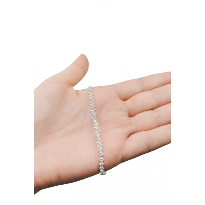 Bratara Romb Doty®, tip tennis, din aliaj, cu pietre din zirconiu, argintiu, 17 cm [5]