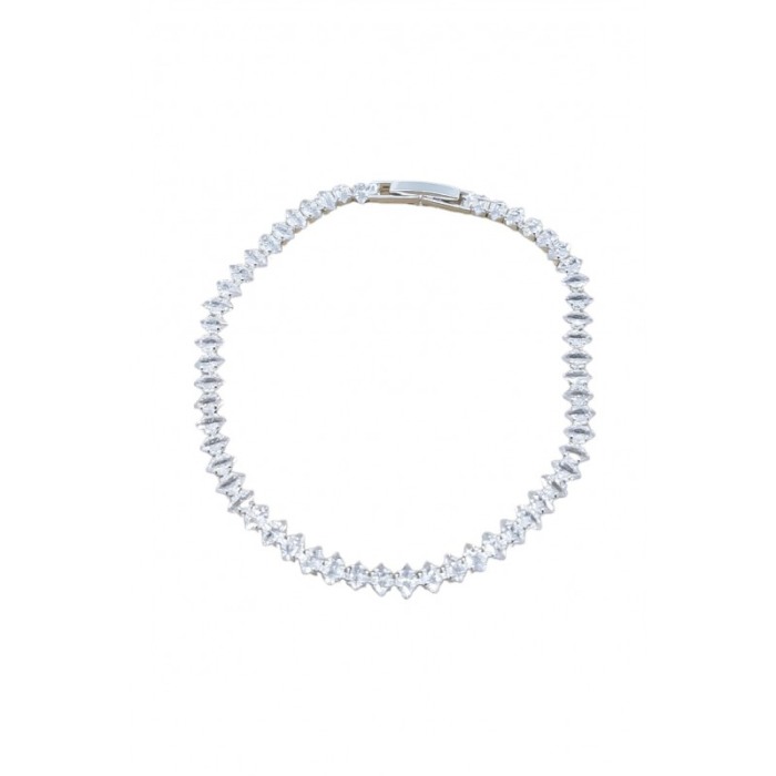 Bratara Romb Doty®, tip tennis, din aliaj, cu pietre din zirconiu, argintiu, 17 cm [1]