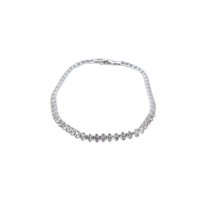 Bratara Romb Doty®, tip tennis, din aliaj, cu pietre din zirconiu, argintiu, 17 cm [4]